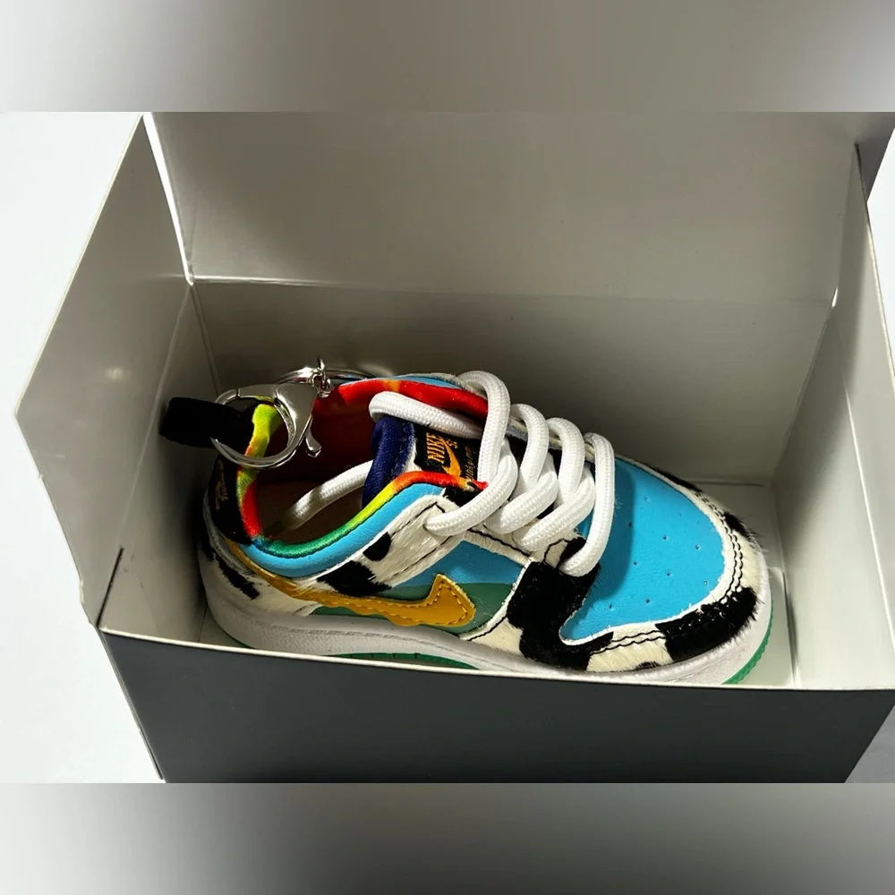 Ben & Jerry’s Nike Air Jordan 1 Low Chunky Dunky Sneaker 4.5” Keychain Cow Print